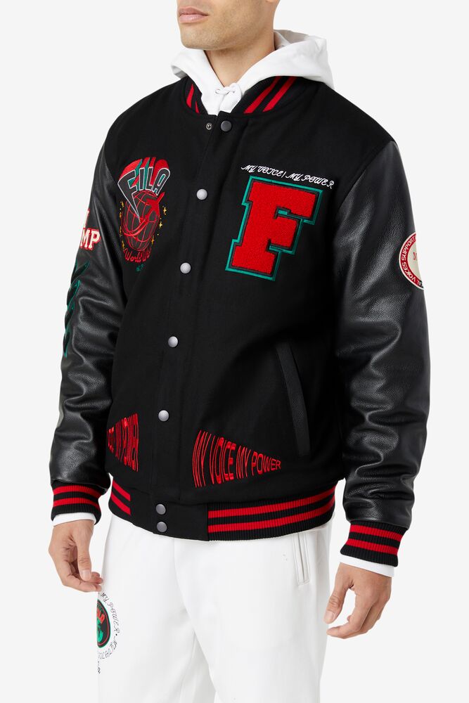 Chaquetas Fila Raddix Varsity Jacket Unisex Negras Rojas Verde | 571394HXW