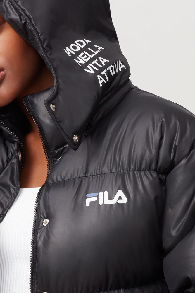 Chaquetas Fila Remie Puffer Jacket Mujer Blk/Wht/Marl | 830256THR