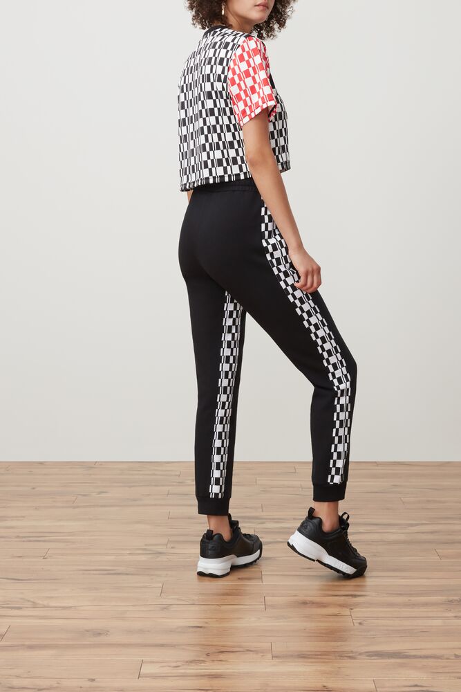 Pantalon Fila Dita High Waist Jogger Mujer Blk/Wht/Cred/Gf | 751409RON