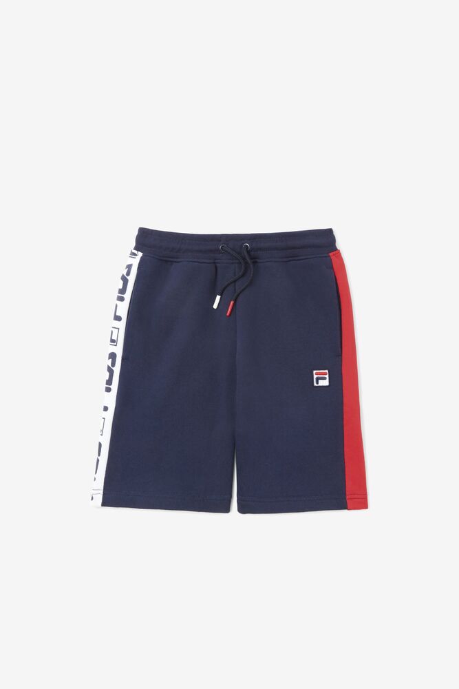 Pantalones Fila Logo Short Unisex Azul Marino | 849175FPJ