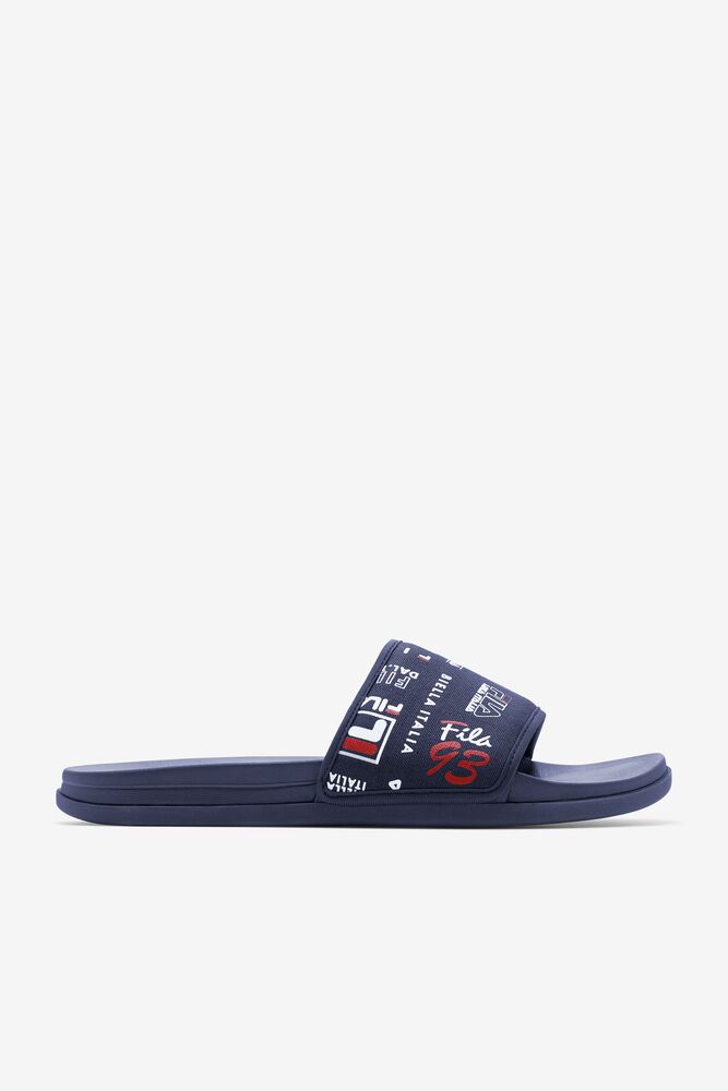 Sandalias Deslizantes Fila Drifter Lux Patchwork Slide Sandals Hombre Azul Marino Rojas Blancas | 103794UJX