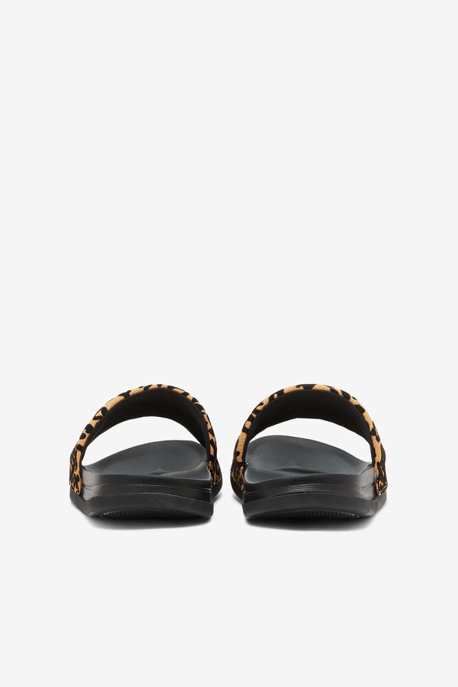 Sandalias Deslizantes Fila Drifter Luxe Wild Slide Sandals Mujer Negras Negras Leopardo | 389204XUO