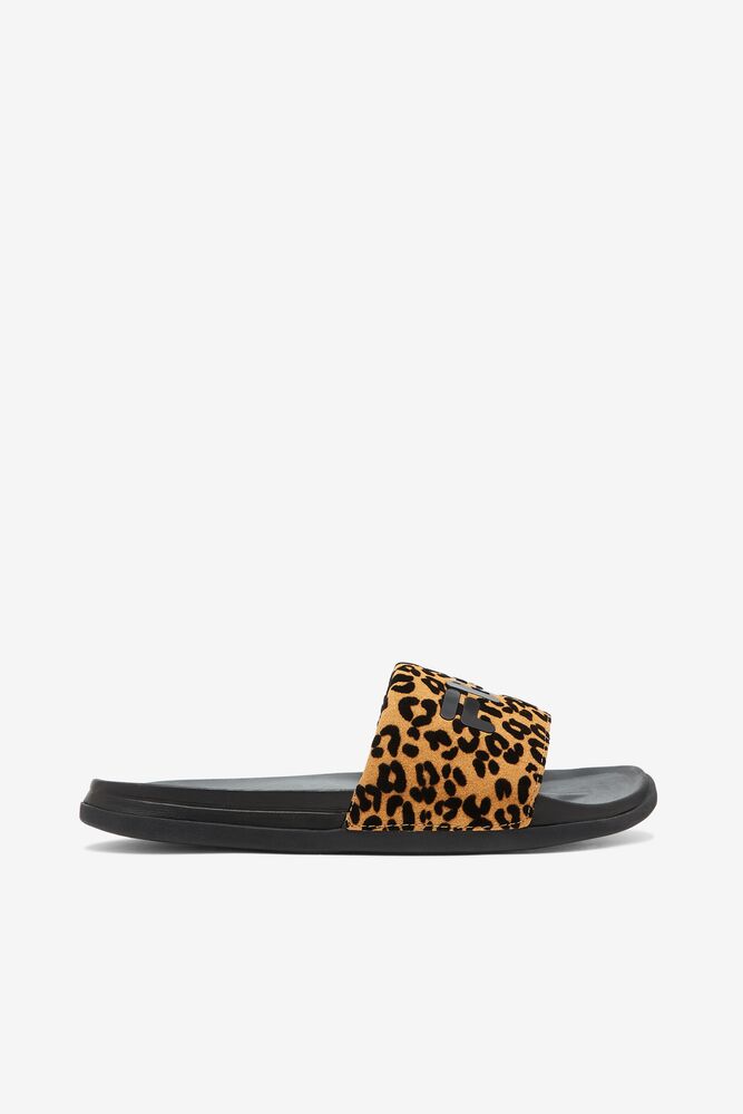 Sandalias Deslizantes Fila Drifter Luxe Wild Slide Sandals Mujer Negras Negras Leopardo | 389204XUO