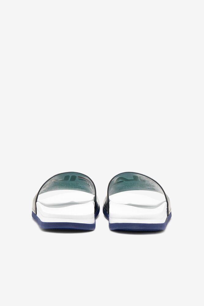 Sandalias Deslizantes Fila Drifter Luxe Clear Slide Sandals Mujer Azul Marino Blancas Azul Marino | 430297ZSV