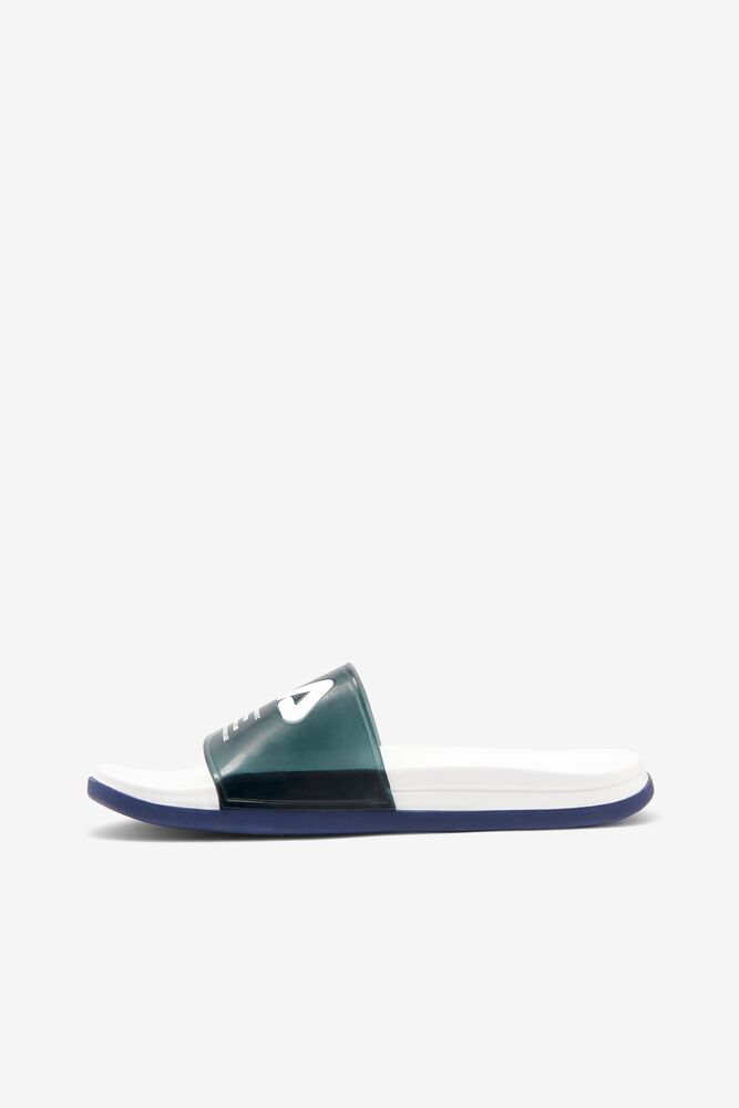 Sandalias Deslizantes Fila Drifter Luxe Clear Slide Sandals Mujer Azul Marino Blancas Azul Marino | 430297ZSV