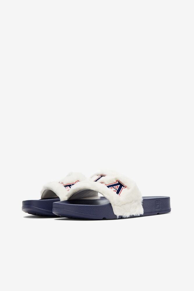 Sandalias Deslizantes Fila Furry Drifter Collegiate Slide Sandals Mujer Azul Marino Rojas | 603879VRG