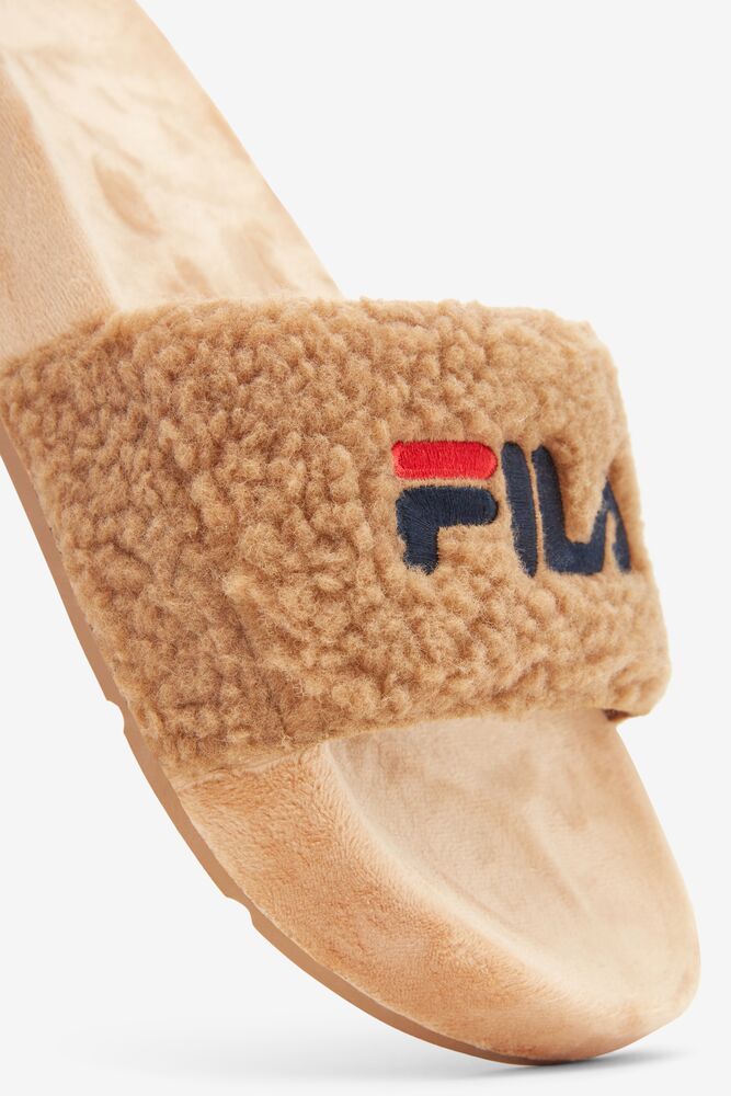 Sandalias Deslizantes Fila Fuzzy Drifter Slide Sandals Mujer Beige Azul Marino Rojas | 924570DXK