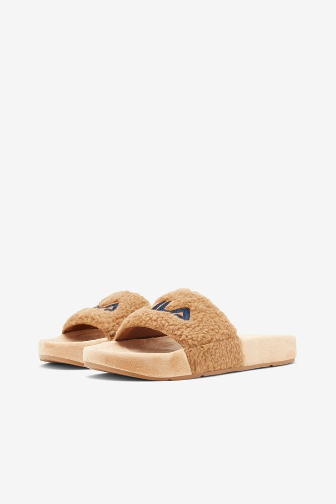 Sandalias Deslizantes Fila Fuzzy Drifter Slide Sandals Mujer Beige Azul Marino Rojas | 924570DXK