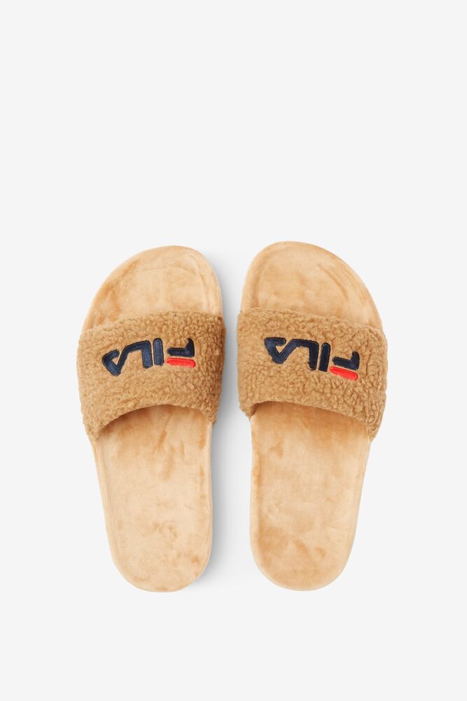 Sandalias Deslizantes Fila Fuzzy Drifter Slide Sandals Mujer Beige Azul Marino Rojas | 924570DXK