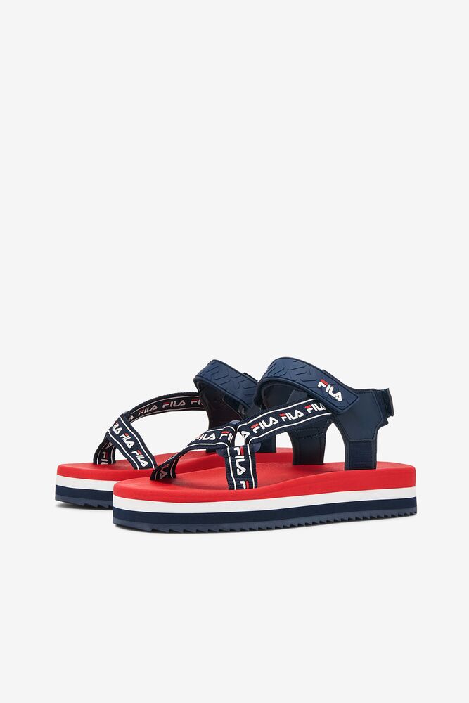 Sandalias Deslizantes Fila Spettro Sandal Slide Sandals Mujer Azul Marino Rojas Blancas | 497205ITW