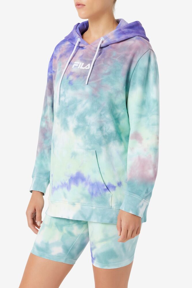 Sudadera con Capucha Fila Aerolynn Tie Dye Hoodie Mujer Azules | 481263MIJ