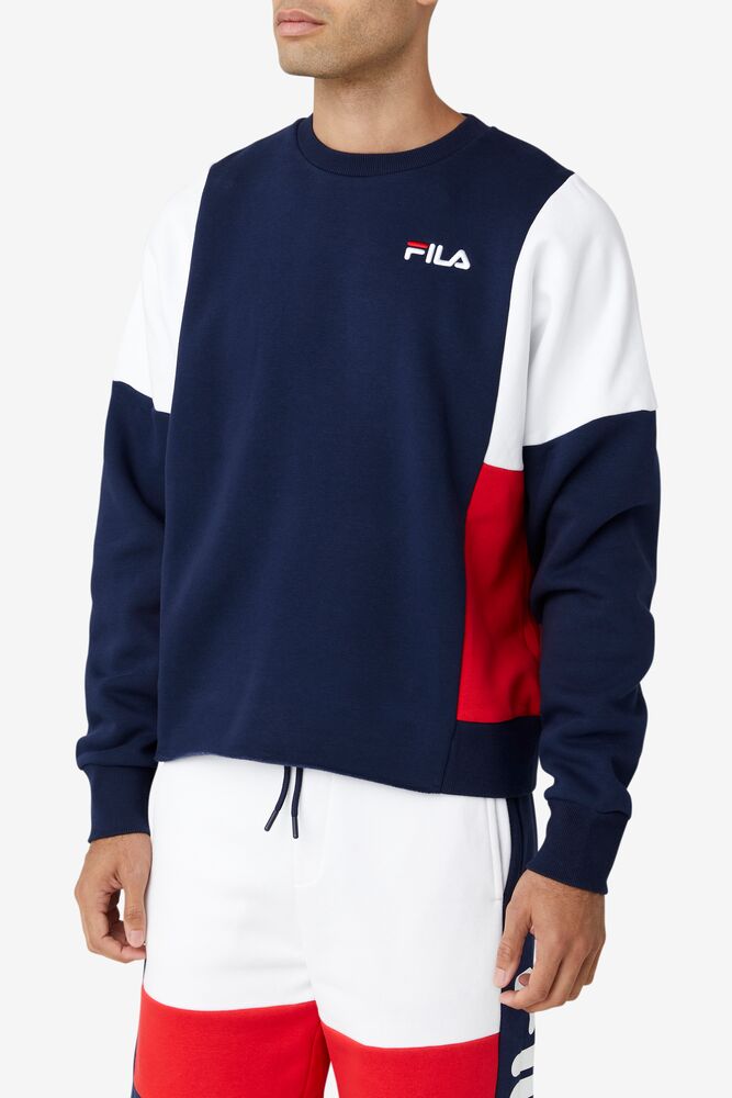 Sudadera con Capucha Fila Alwyn Crew Hombre Blancas Rojas | 140597BLD