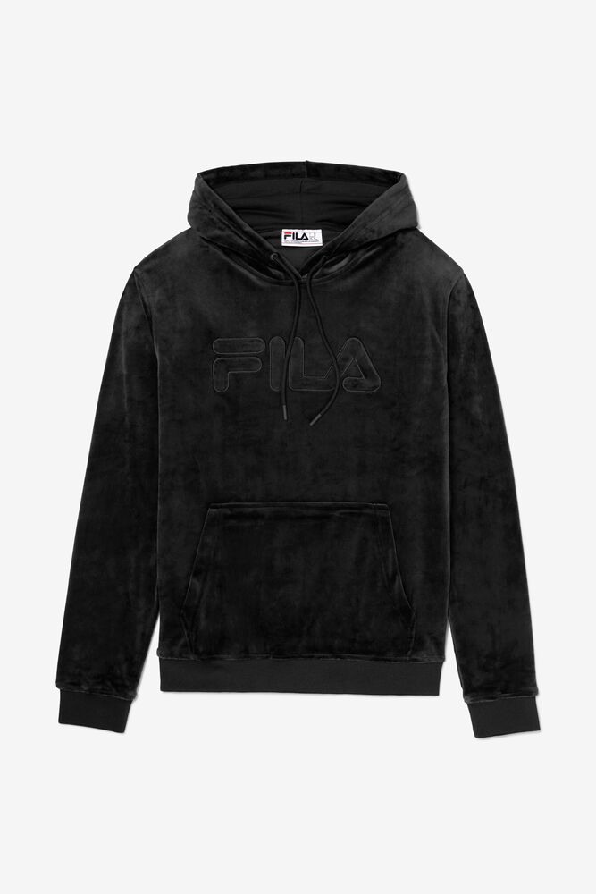 Sudadera con Capucha Fila Asher Velour Hoodie Hombre Negras | 930782IZO