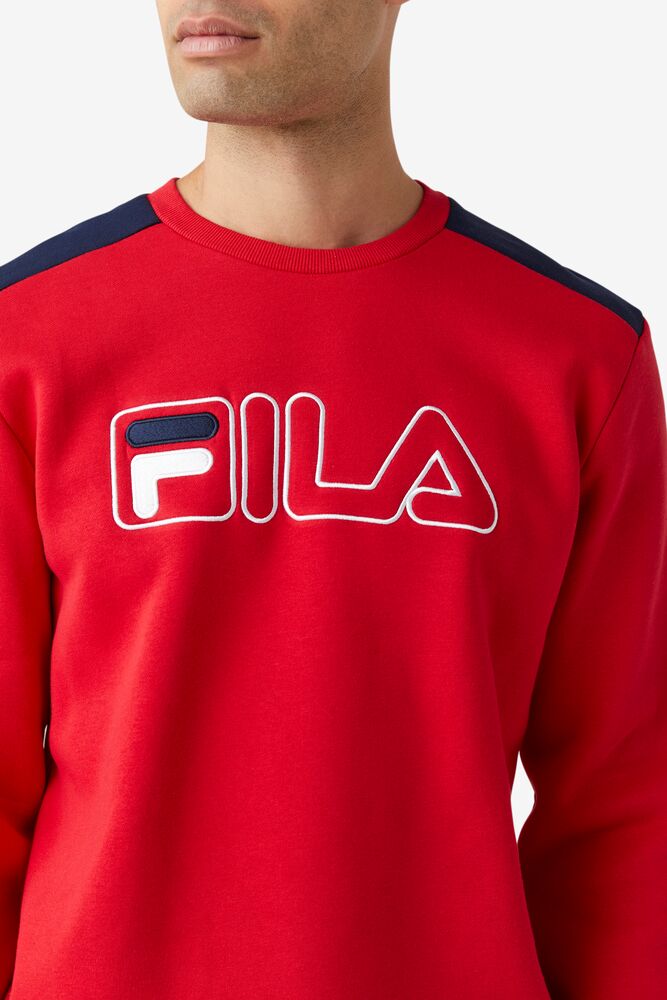 Sudadera con Capucha Fila Basil 2 Crew Hombre Rojas Blancas | 457032DXZ