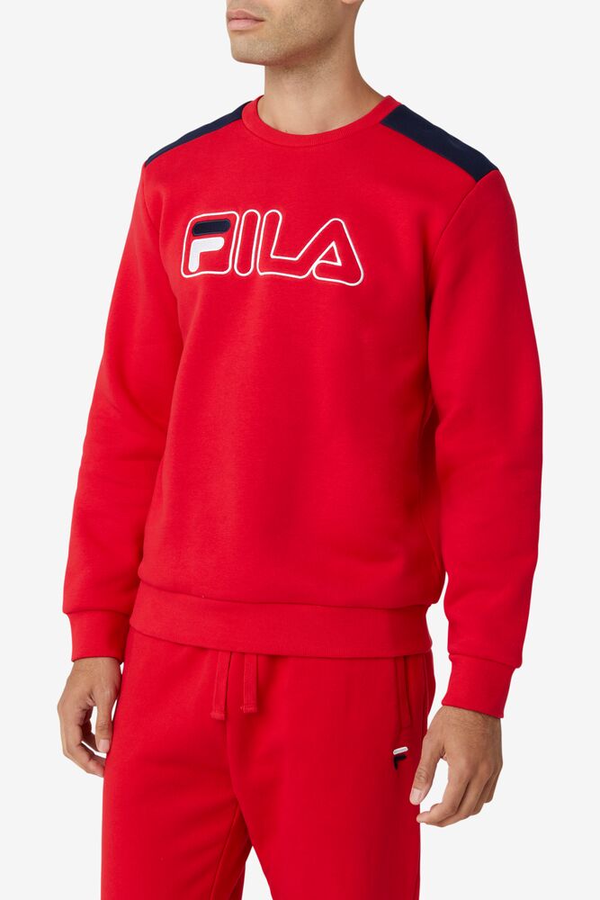 Sudadera con Capucha Fila Basil 2 Crew Hombre Rojas Blancas | 457032DXZ