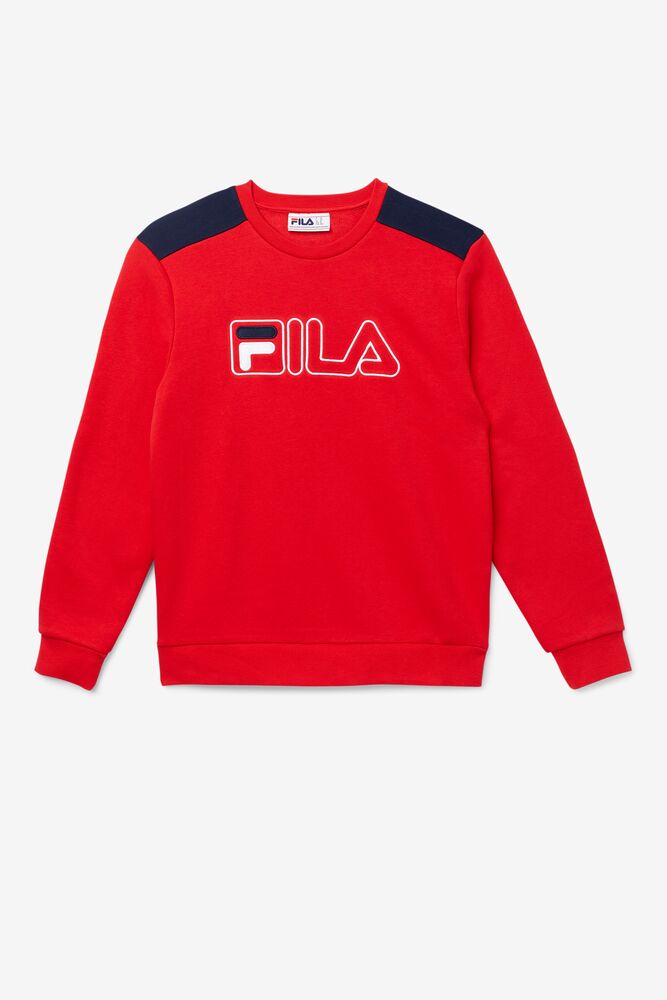 Sudadera con Capucha Fila Basil 2 Crew Hombre Rojas Blancas | 457032DXZ