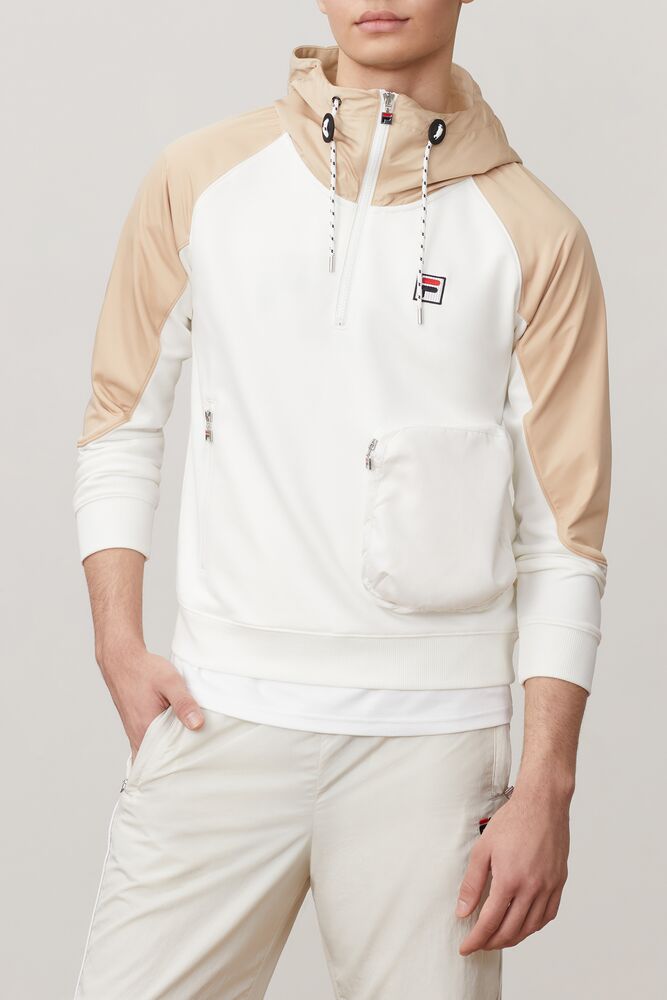 Sudadera con Capucha Fila Fila Milano 1/2 Zip Hoodie Hombre Fila Off-white | 589024LCX