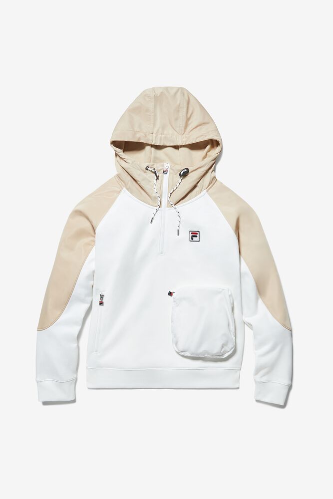 Sudadera con Capucha Fila Fila Milano 1/2 Zip Hoodie Hombre Fila Off-white | 589024LCX