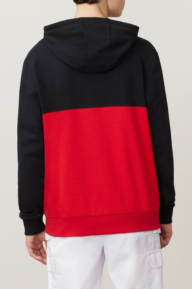 Sudadera con Capucha Fila Hector 1/2 Zip Hoodie Hombre Blk/Cred/Wht | 812746DXM