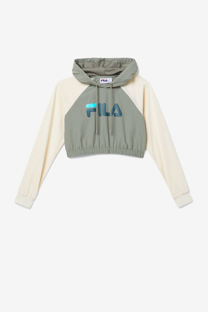 Sudadera con Capucha Fila Isha Cropped Hoodie Mujer 396 Vetivir / Turtledove / Urban Chic | 093154XFP