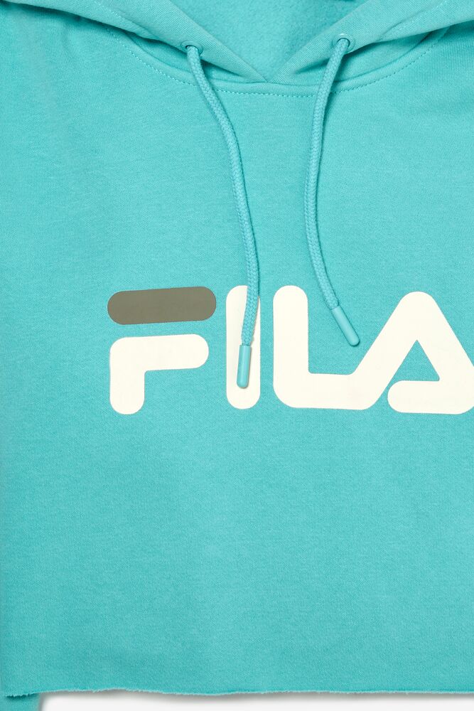 Sudadera con Capucha Fila Lalage Cropped Hoodie Mujer Azules Turquesa Blancas | 760435ZSV