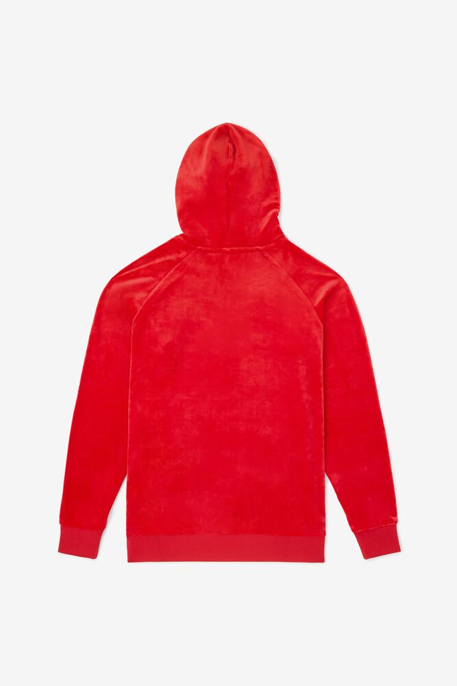 Sudadera con Capucha Fila Laurent Velour Hoodie Hombre Rojas | 972518SVA