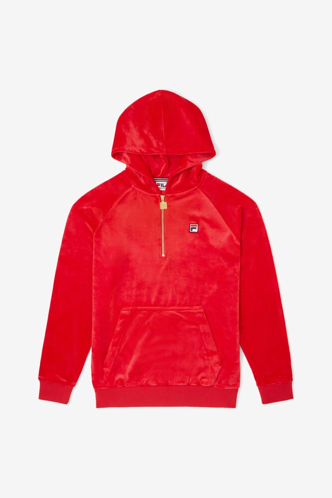 Sudadera con Capucha Fila Laurent Velour Hoodie Hombre Rojas | 972518SVA