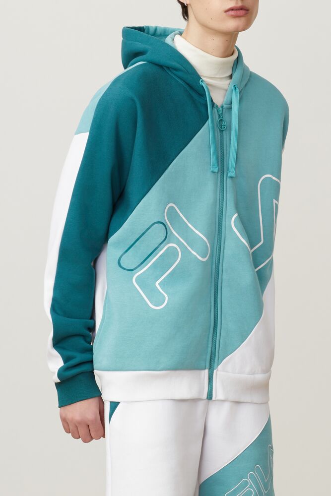 Sudadera con Capucha Fila Lazaro Hoodie Hombre Paci/Dtrq/Wht | 734058OKA