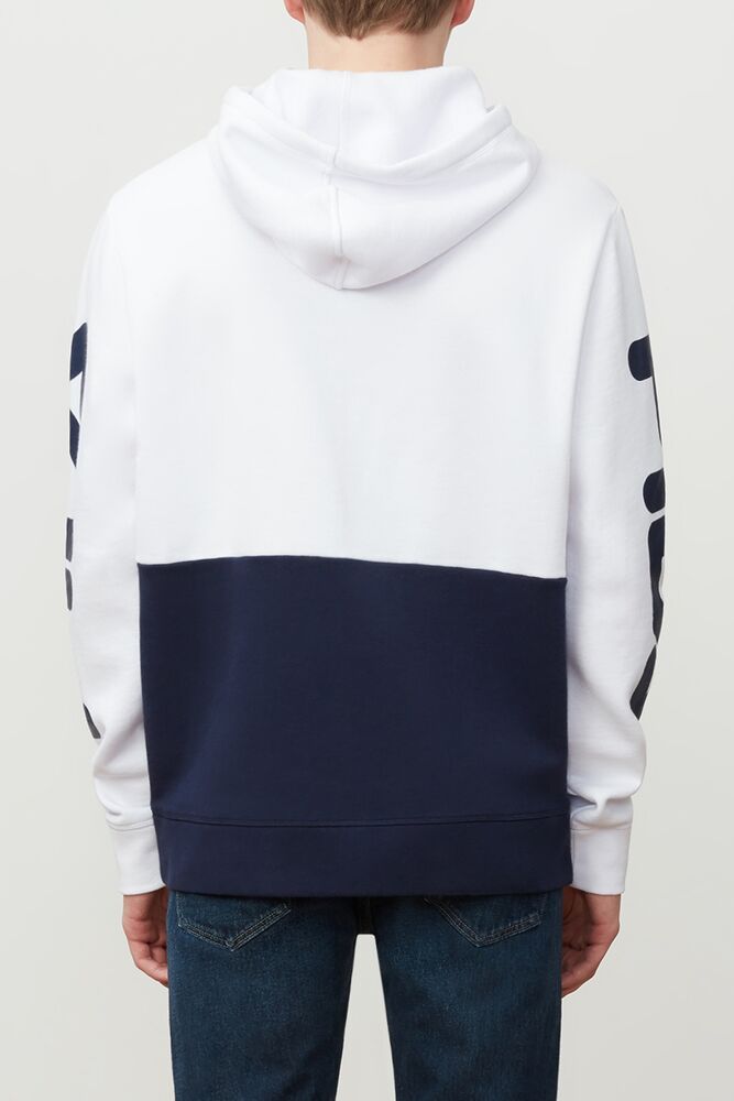 Sudadera con Capucha Fila Marzio Hoodie Hombre Blancas Azul Marino | 629587EZT