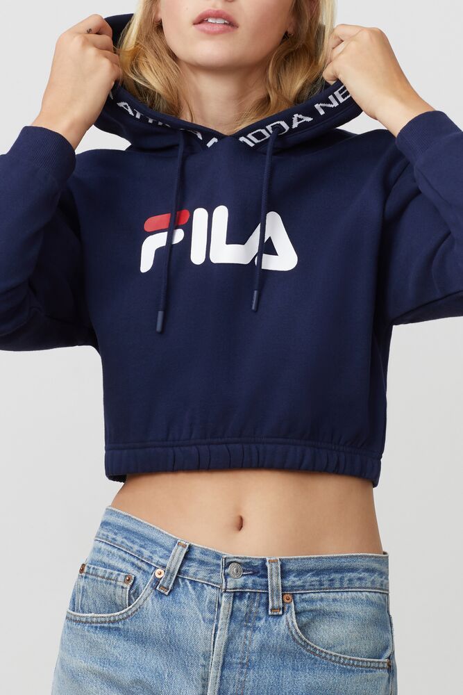 Sudadera con Capucha Fila Mathilde Crop Hoodie Mujer Peac/Wht/Cred | 943671UQR