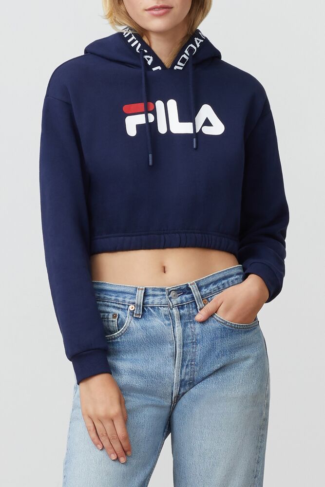 Sudadera con Capucha Fila Mathilde Crop Hoodie Mujer Peac/Wht/Cred | 943671UQR