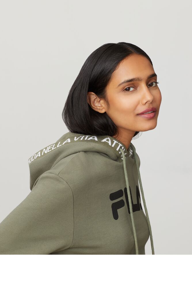 Sudadera con Capucha Fila Mathilde Crop Hoodie Mujer Dolv/Blk | 513684YEZ