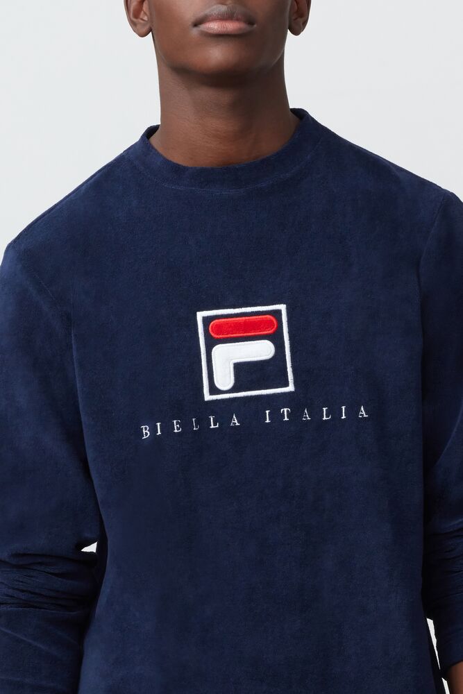 Sudadera con Capucha Fila Nicolo Long Sleeve Crew Hombre Peac/Wht/Cred | 590328WHV