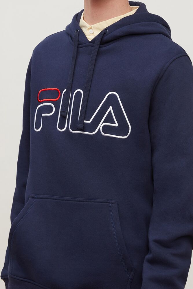 Sudadera con Capucha Fila Prati Hoodie Hombre Azul Marino Rojas Blancas | 168902EZK