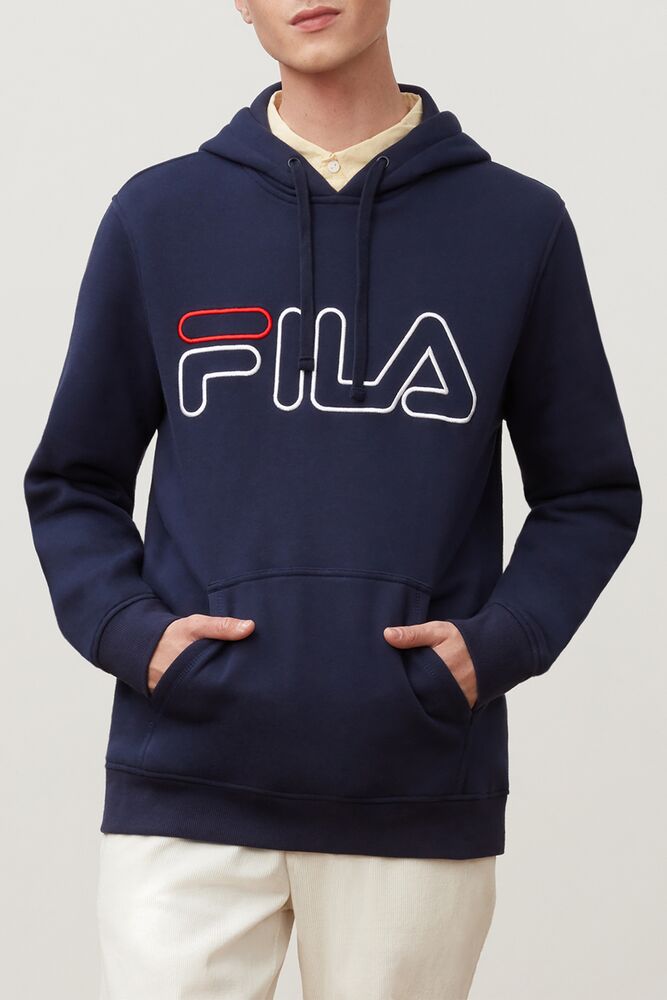 Sudadera con Capucha Fila Prati Hoodie Hombre Azul Marino Rojas Blancas | 168902EZK