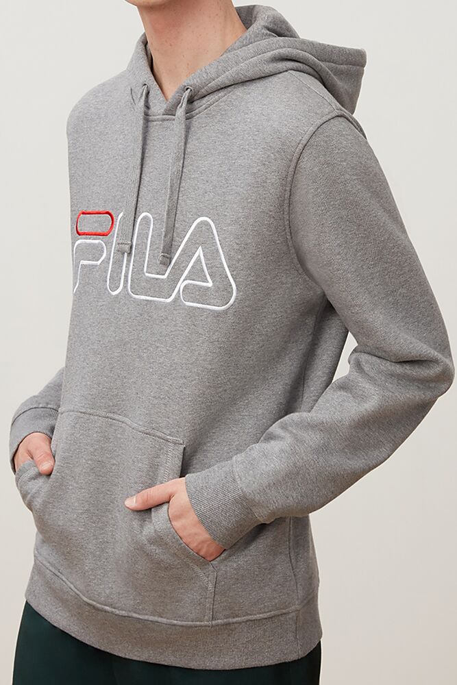 Sudadera con Capucha Fila Prati Hoodie Hombre Gris Rojas Blancas | 769412TMU