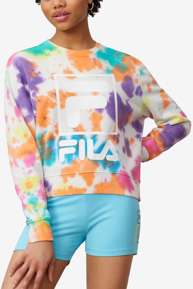 Sudaderas Fila Ashley Tie Dye Sweatshirt Mujer Multicolor | 523164CWL