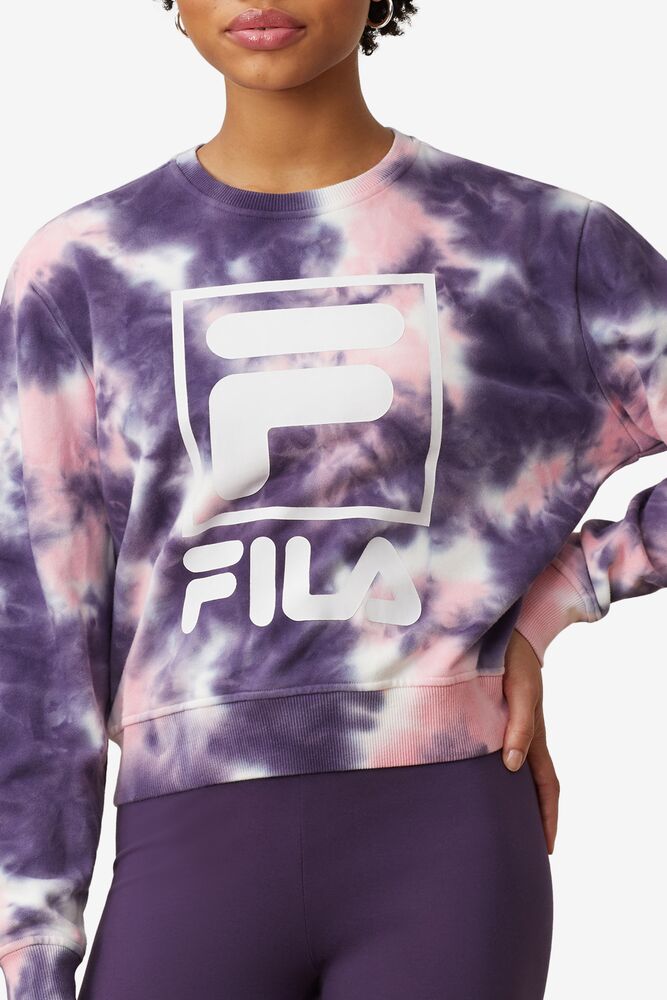 Sudaderas Fila Ashley Tie Dye Sweatshirt Mujer Rosas | 206391HOB