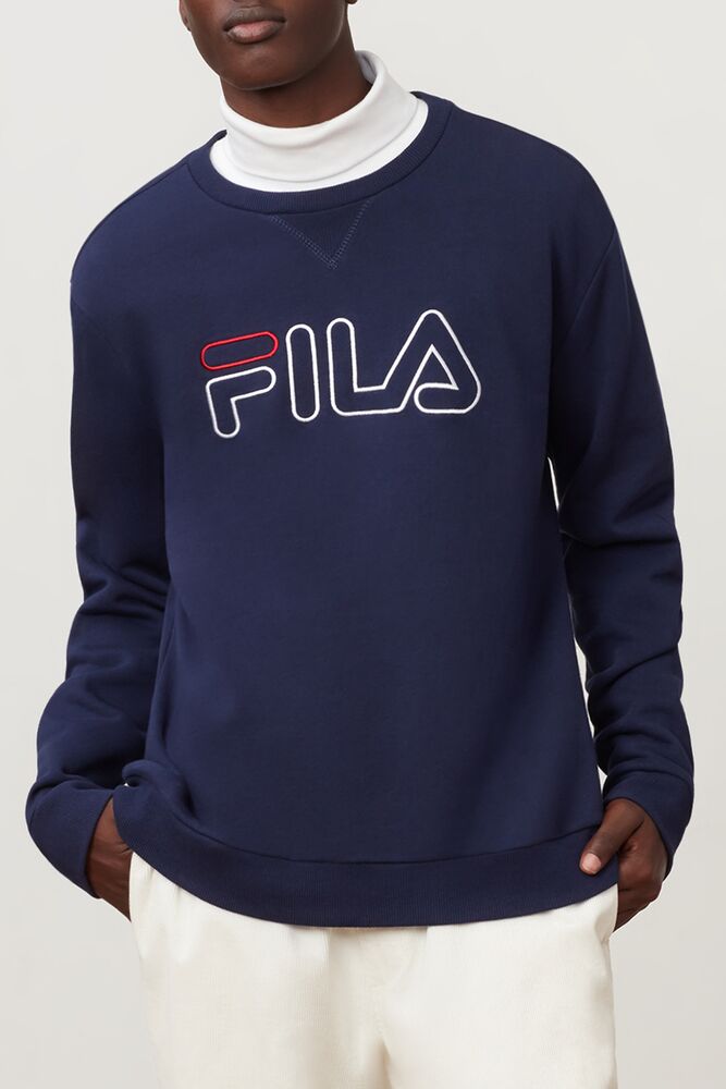 Sudaderas Fila Basil Sweatshirt Hombre Peac/Wht/Cred | 052168QKD