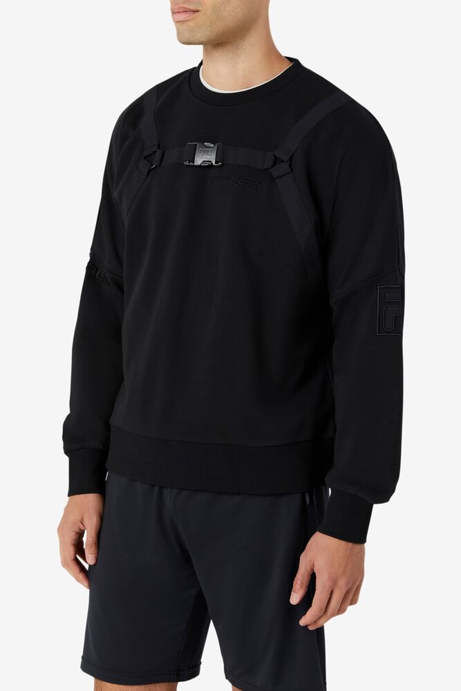 Sudaderas Fila Buster Crew Sweatshirt Hombre Negras | 264318FZW