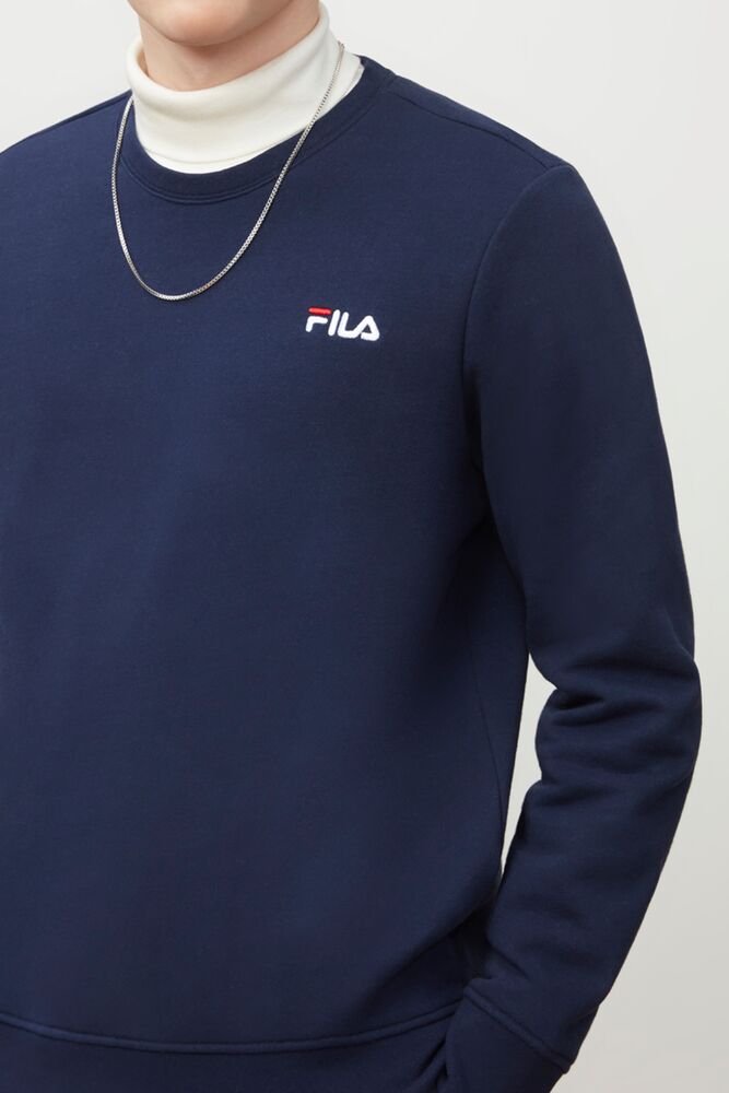 Sudaderas Fila Colona Sweatshirt Hombre Azul Marino Blancas Rojas | 053268OHN