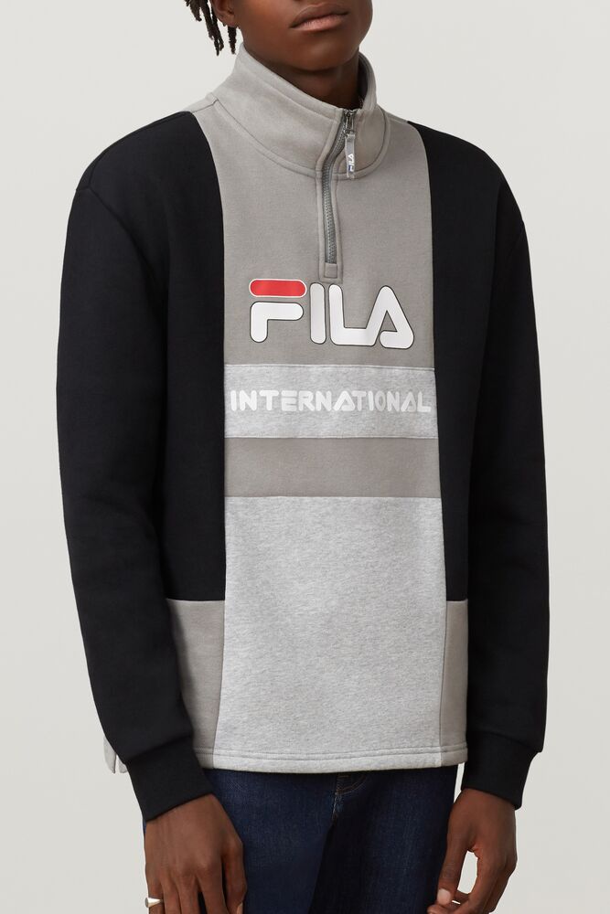 Sudaderas Fila Damiano Funnel Neck Sweatshirt Hombre Blk/Fgry/Lgrym | 574290HBN