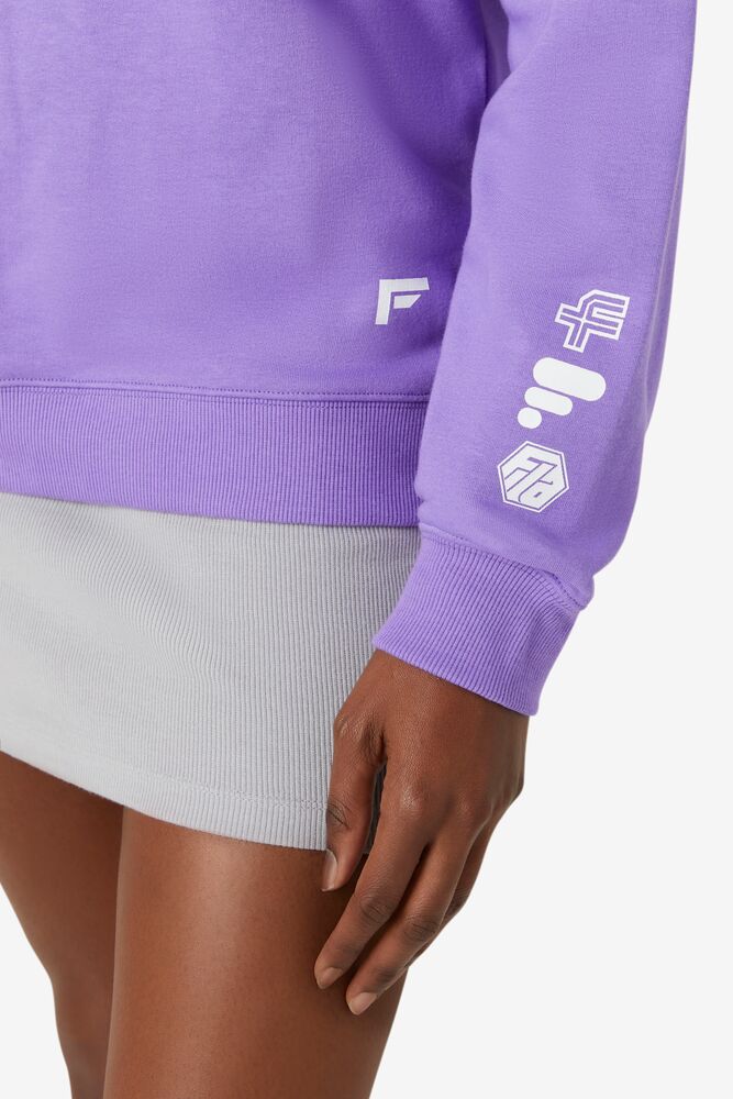 Sudaderas Fila Luce Boyfriend Sweatshirt Mujer Moradas Blancas | 308614UEB