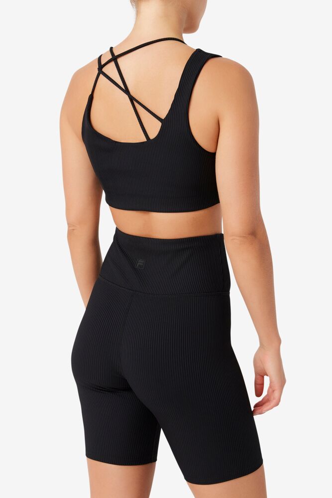 Sujetador Deportivo Fila Ribbed Essentials | Teena Bra Top Unisex Negras | 950471IJB