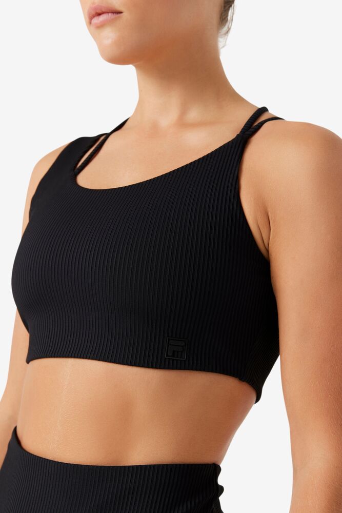 Sujetador Deportivo Fila Ribbed Essentials | Teena Bra Top Unisex Negras | 950471IJB