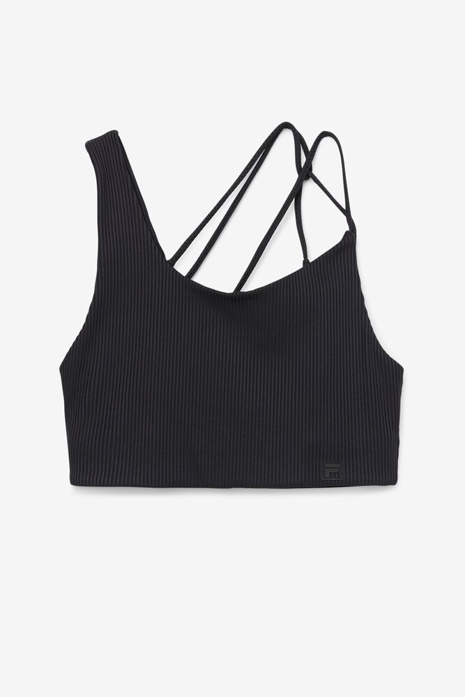 Sujetador Deportivo Fila Ribbed Essentials | Teena Bra Top Unisex Negras | 950471IJB