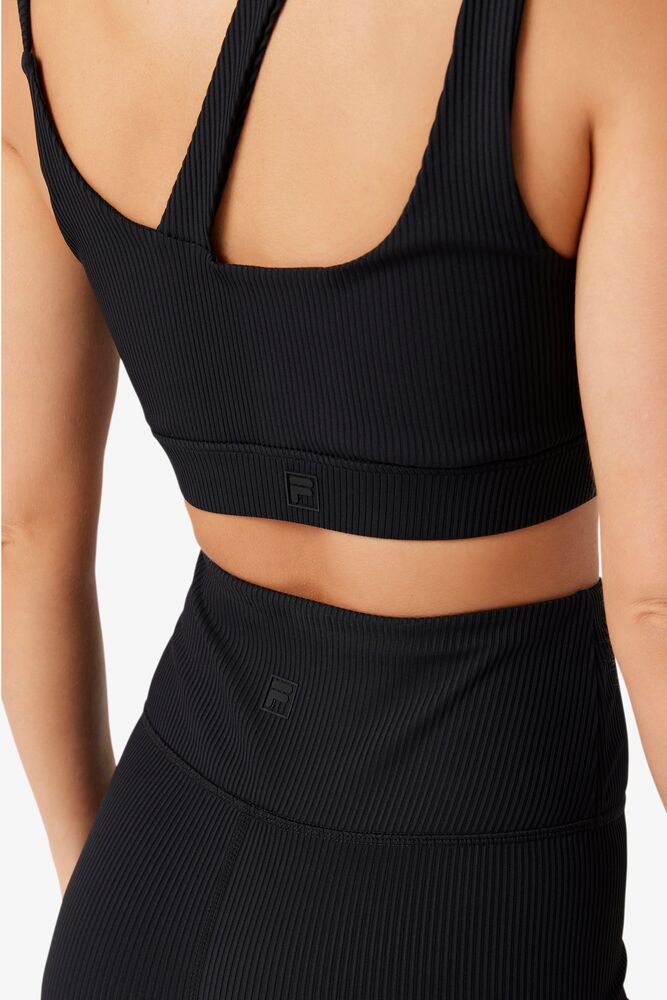 Sujetador Deportivo Fila Ribbed Essentials | Karina Bra Top Unisex Negras | 467813SHX