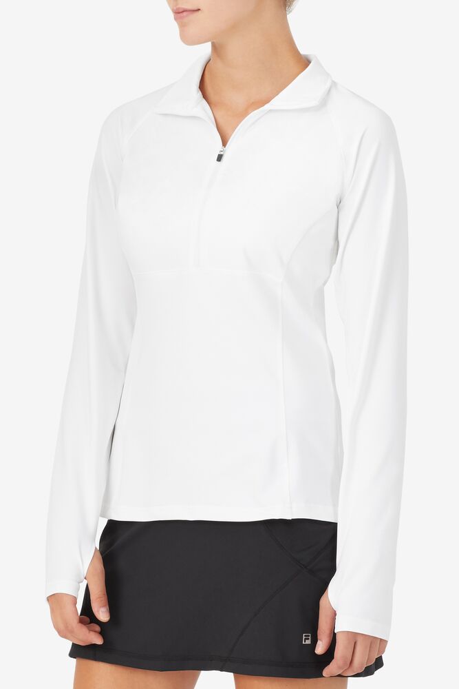 Suéteres Fila Essentials 1/2 Zip Mujer Blancas | 791632EFJ