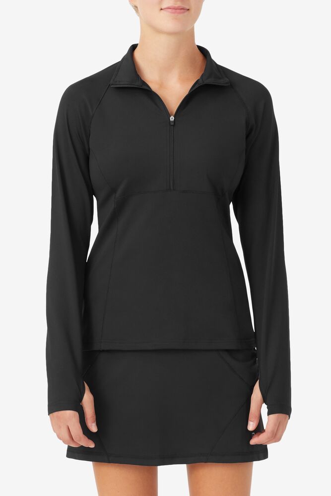 Suéteres Fila Essentials 1/2 Zip Mujer Negras | 704128AKU