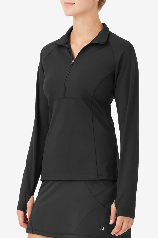 Suéteres Fila Essentials 1/2 Zip Mujer Negras | 704128AKU